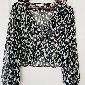 Topshop Black and White Sheer Blouse